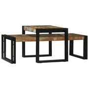 Mesa de centro 2 pcs Multicolor Madeira recuperada maciça