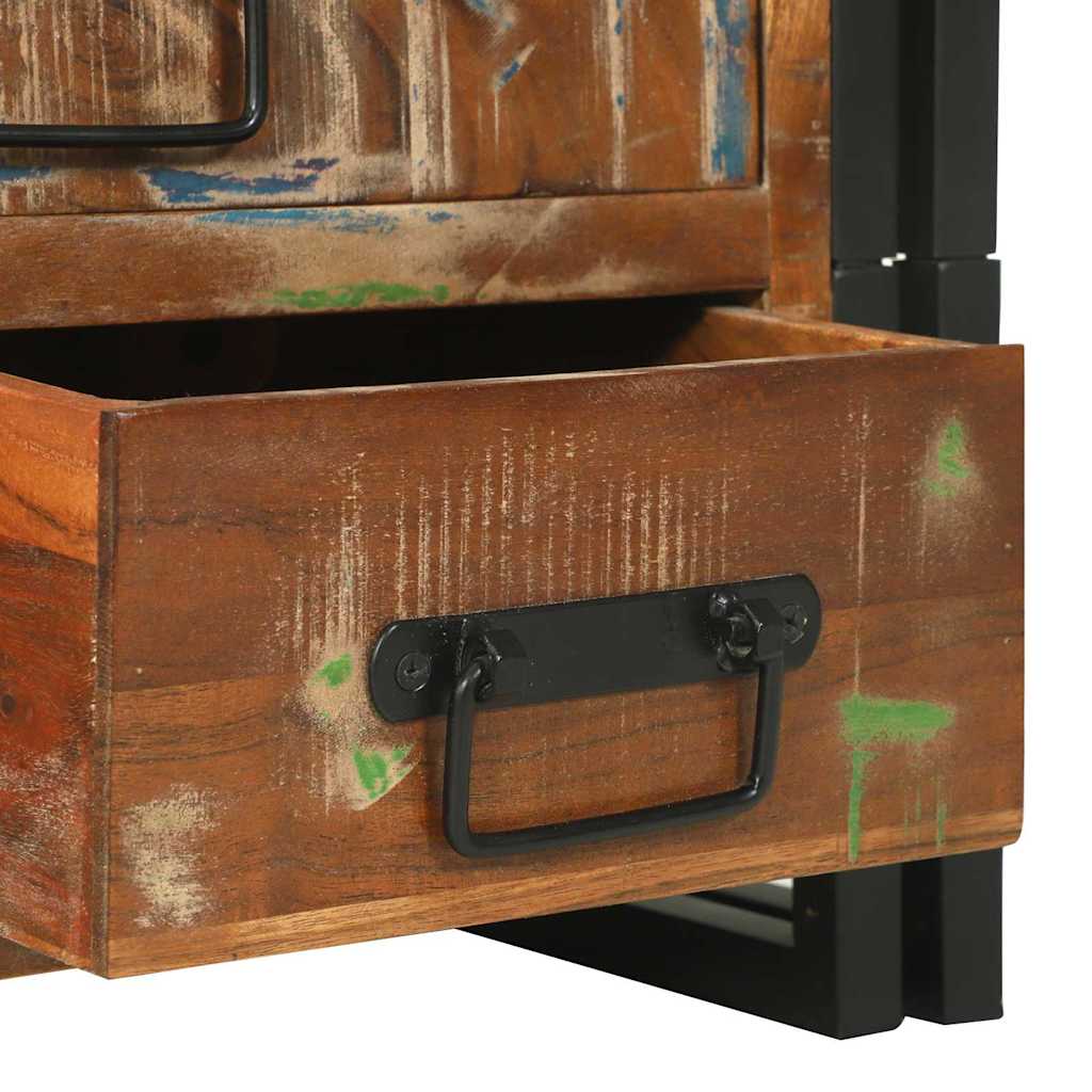 Mesa de centro com gaveta Castanho Madeira recuperada maciça