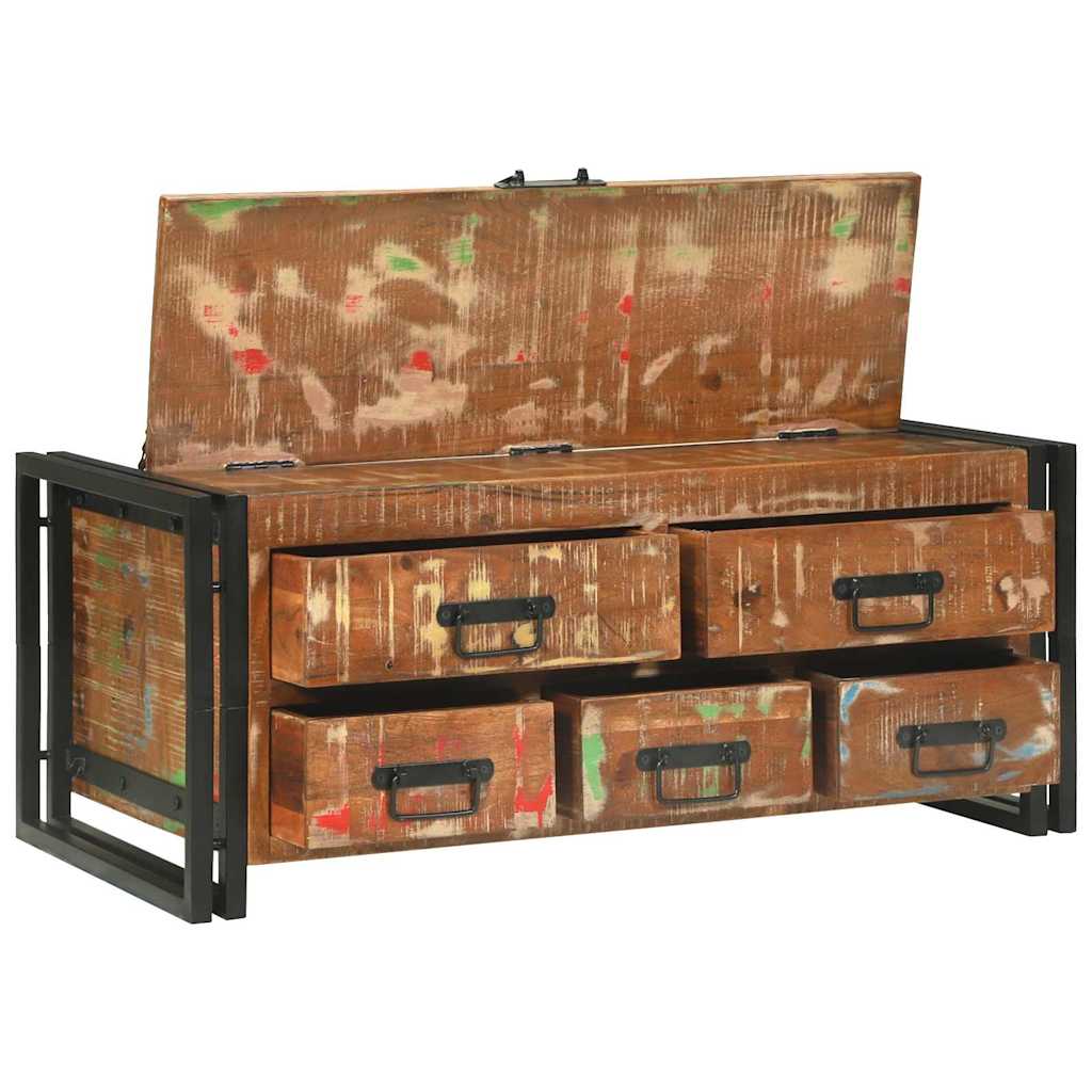 Mesa de centro com gaveta Castanho Madeira recuperada maciça