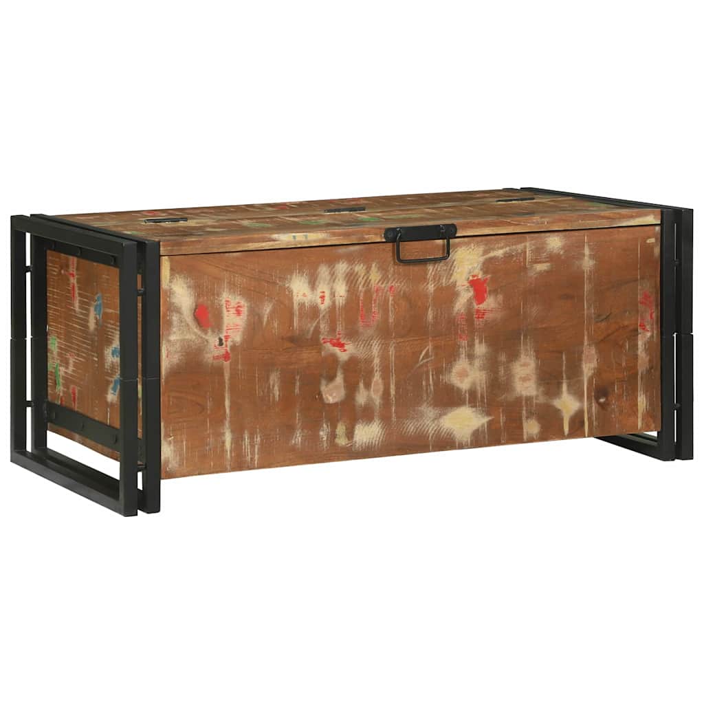 Mesa de centro com gaveta Castanho Madeira recuperada maciça