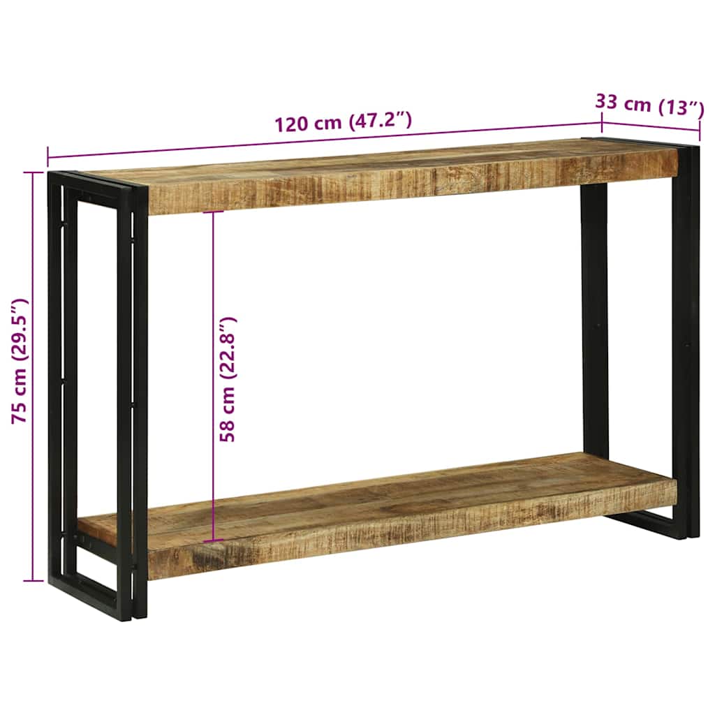 Aparador 120 x 33 x 75 cm Madeira de mangueira áspera maciça