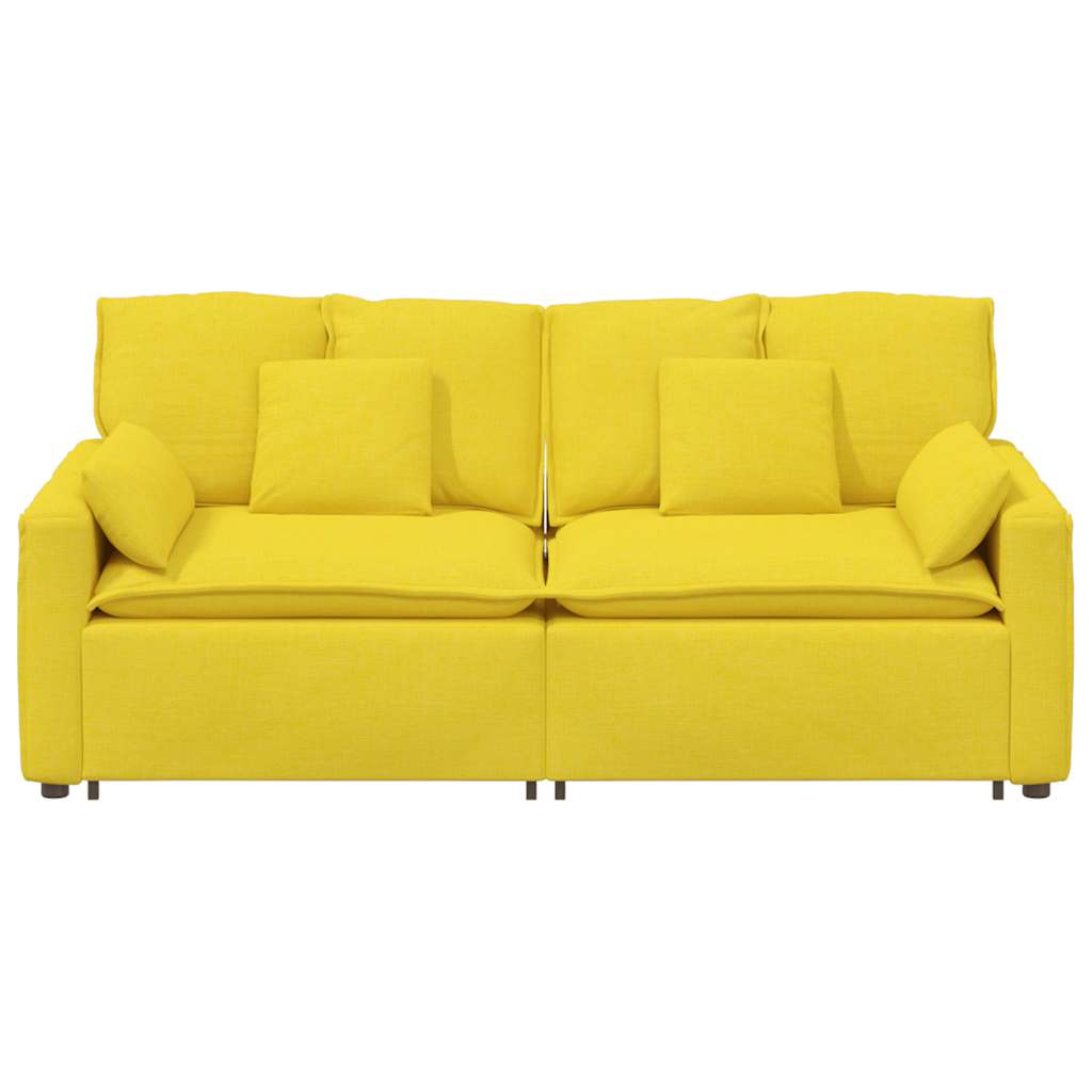 Sofá modular com almofadas amarelo-claro
