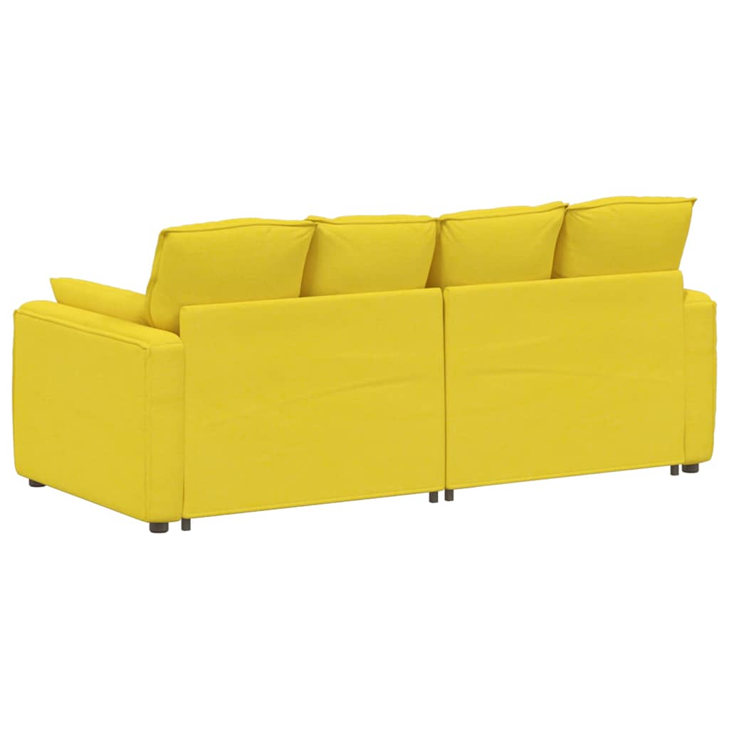 Sofá modular com almofadas amarelo-claro