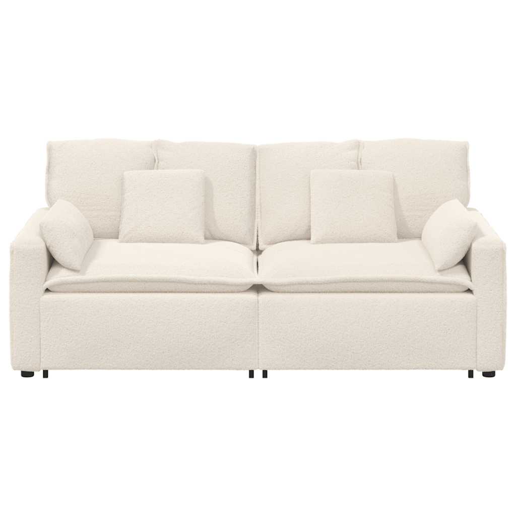 Sofá modular com almofadas creme