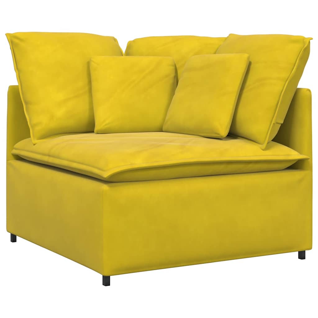 Sofá modular com almofadas veludo amarelo
