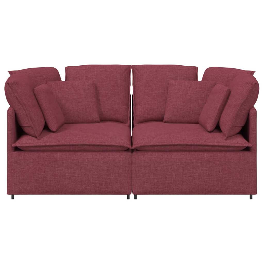 Sofá modular com almofadas tecido vermelho tinto