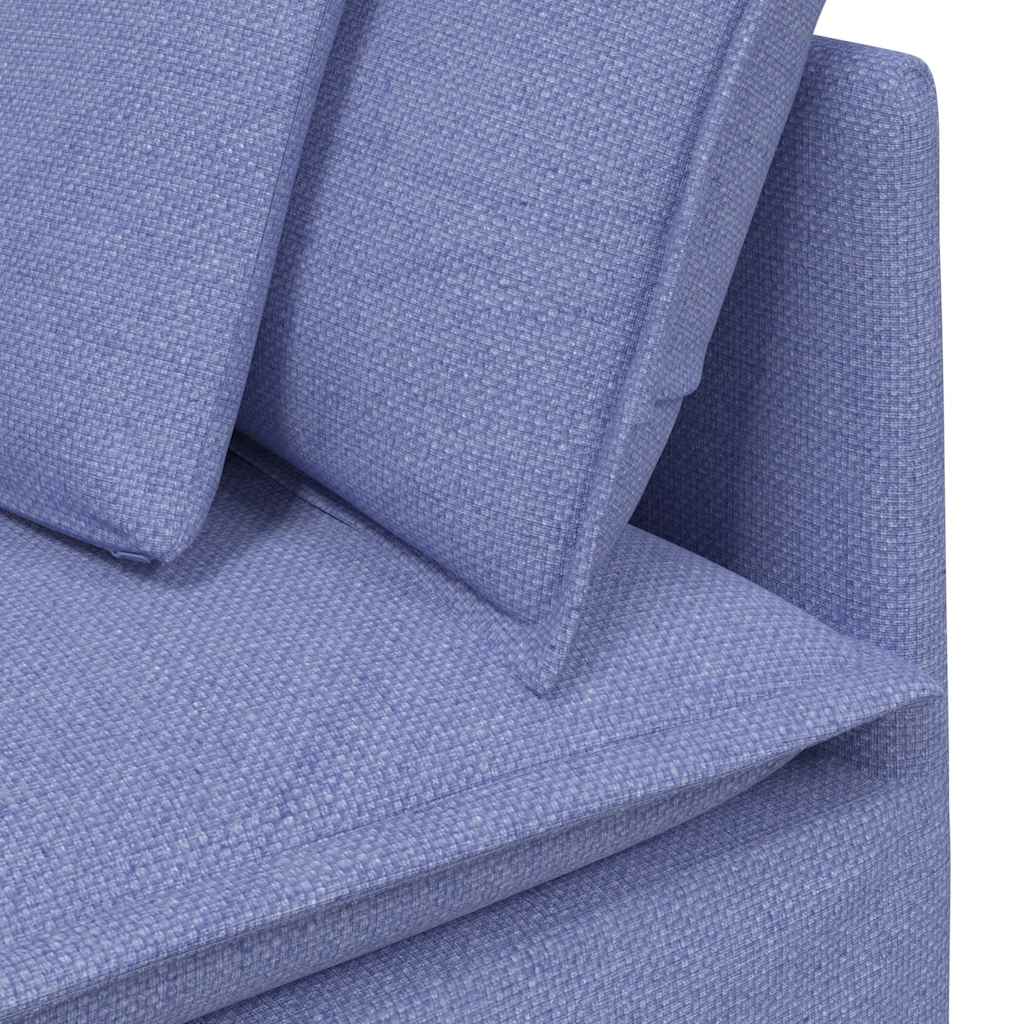 Sofá modular com almofadas tecido azul ganga