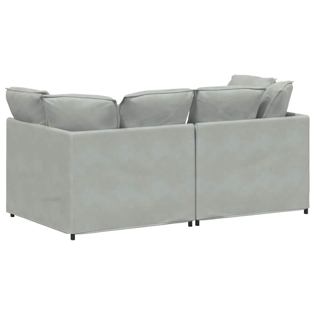 Sofá modular com almofadas veludo cinzento-claro