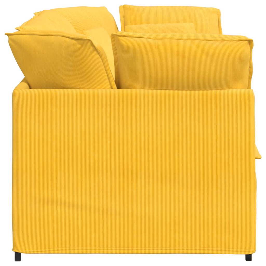 Sofá modular com almofadas tecido corduroy amarelo-claro