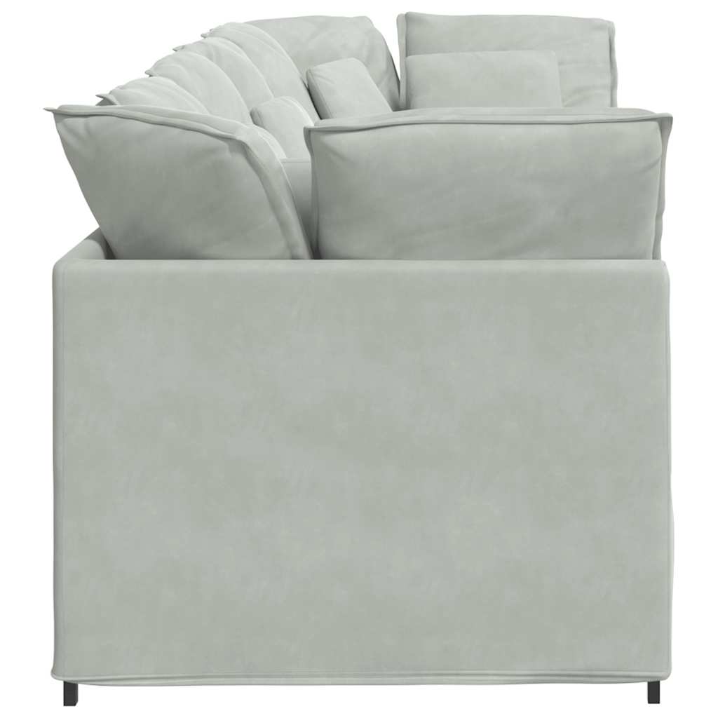 Sofá modular com almofadas veludo cinzento-claro