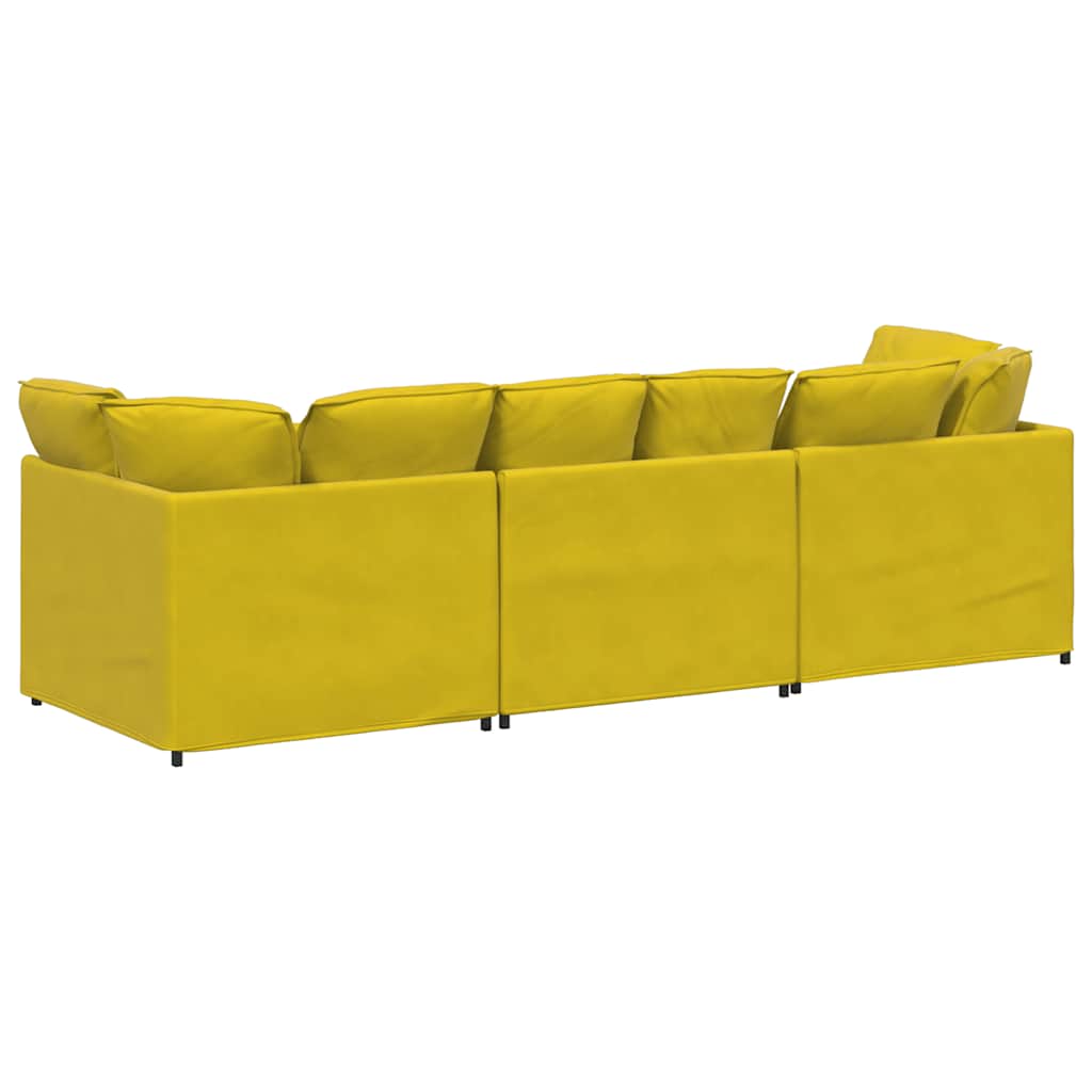 Sofá modular com almofadas veludo amarelo