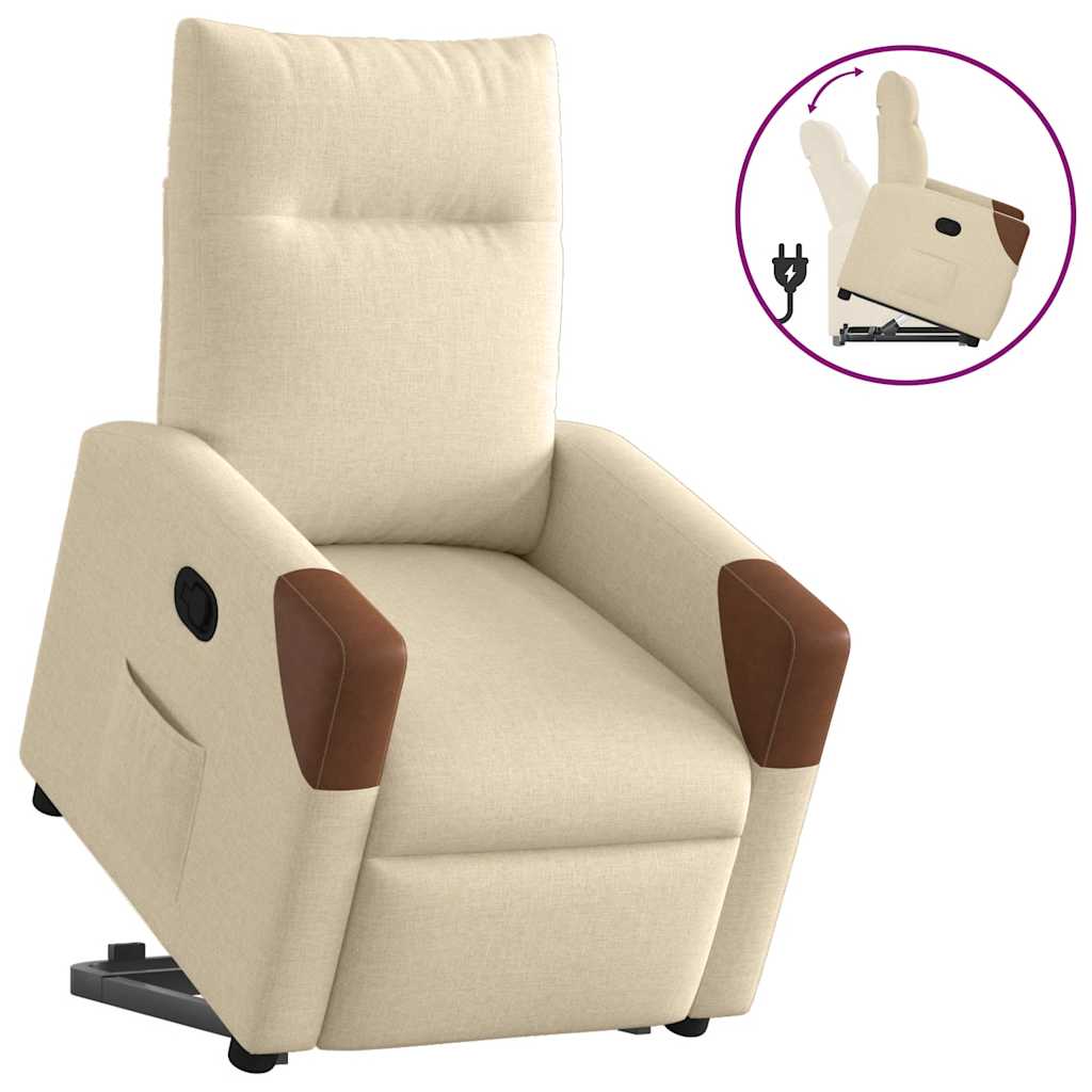 Poltrona reclinável elevatória tecido cor creme