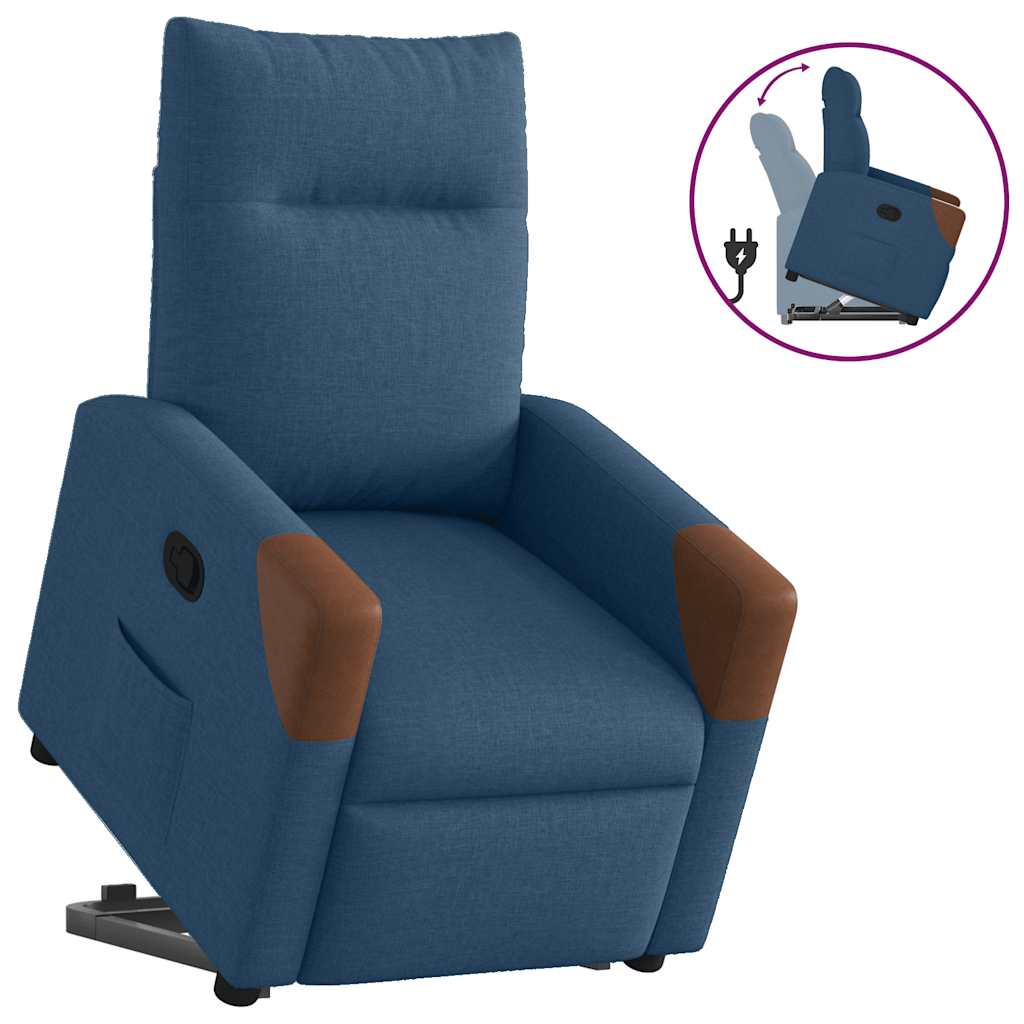 Poltrona reclinável elevatória tecido azul