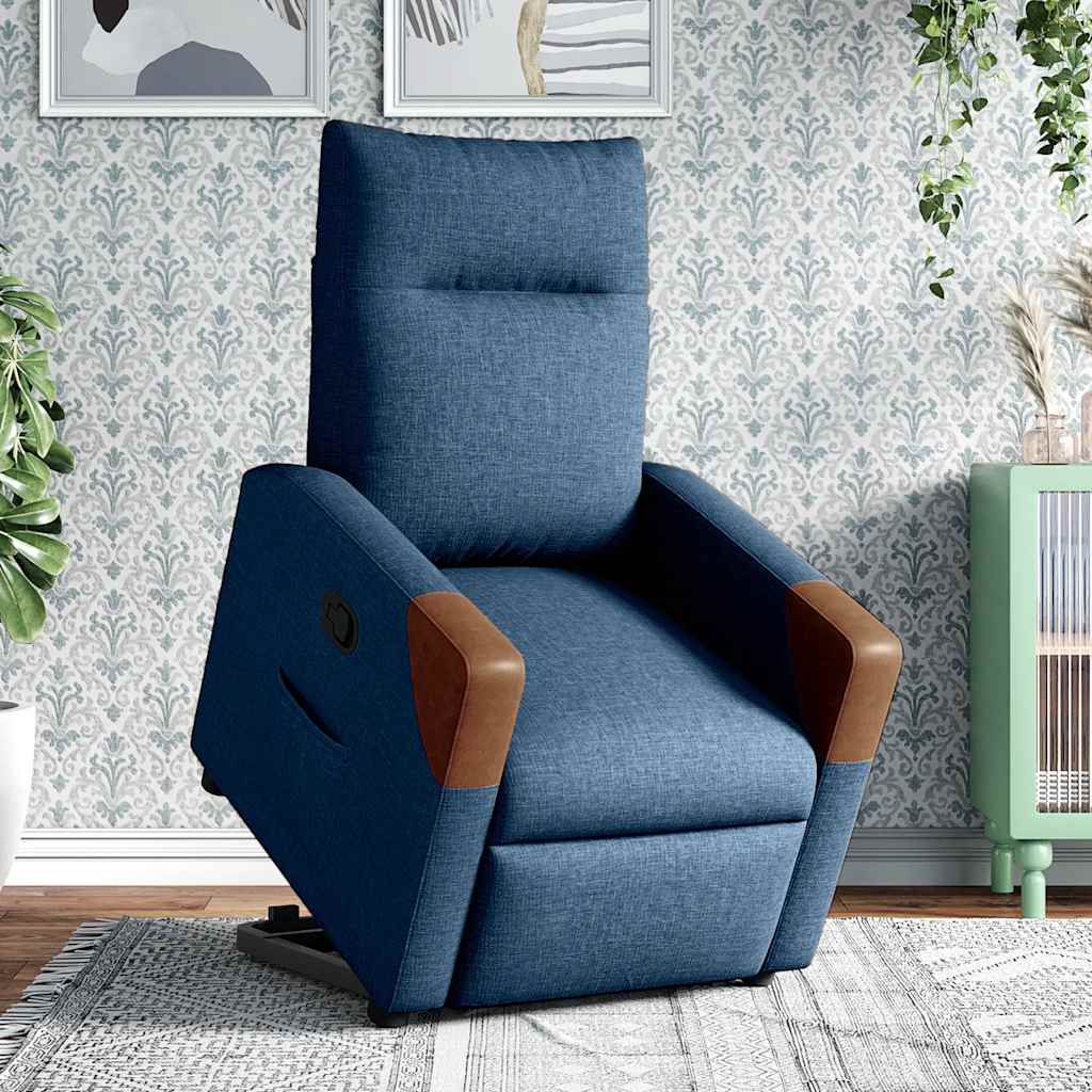 Poltrona reclinável elevatória tecido azul