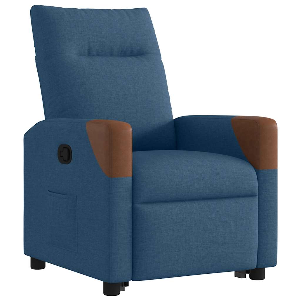 Poltrona reclinável elevatória tecido azul