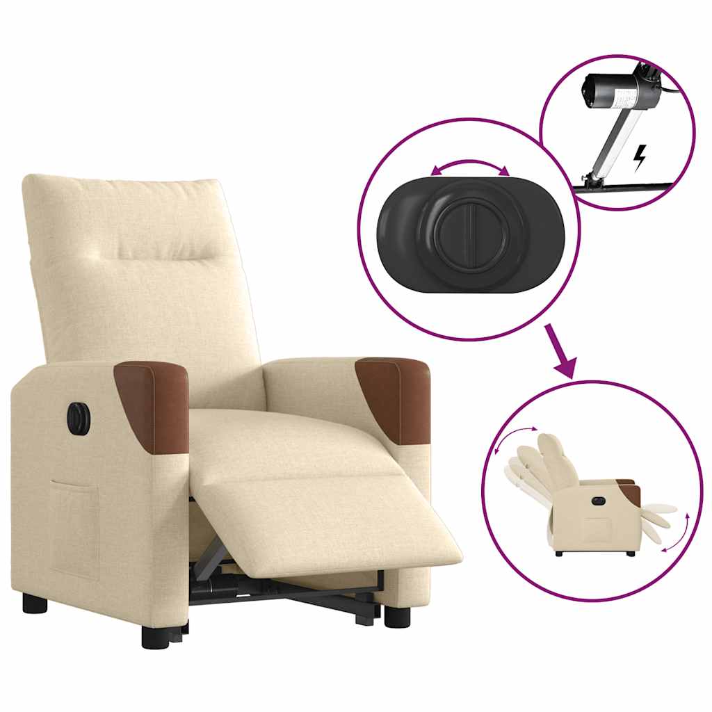 Poltrona reclinável elevatória elétrica tecido cor creme