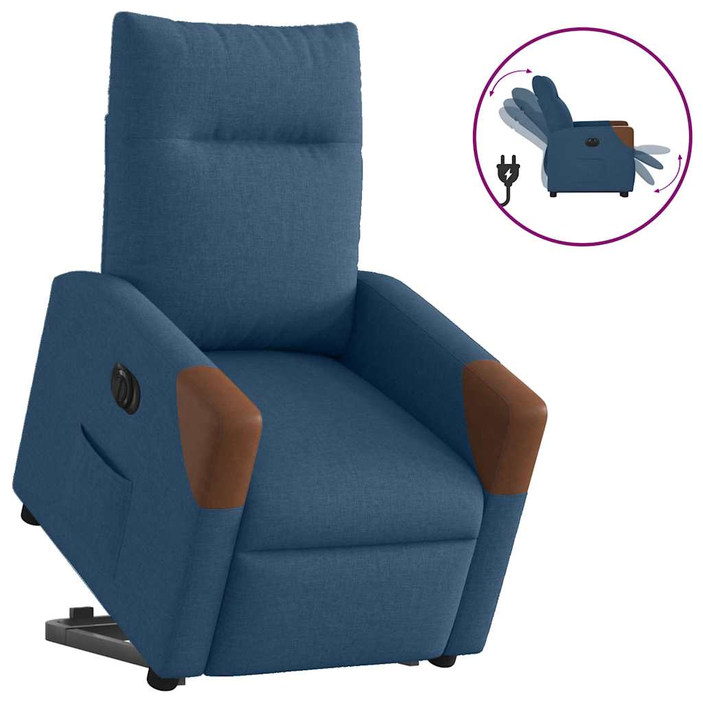 Poltrona reclinável elevatória elétrica tecido azul