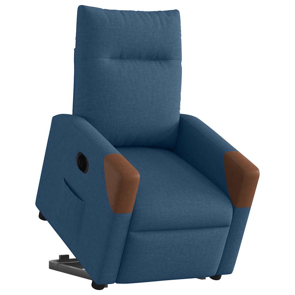 Poltrona reclinável elevatória elétrica tecido azul