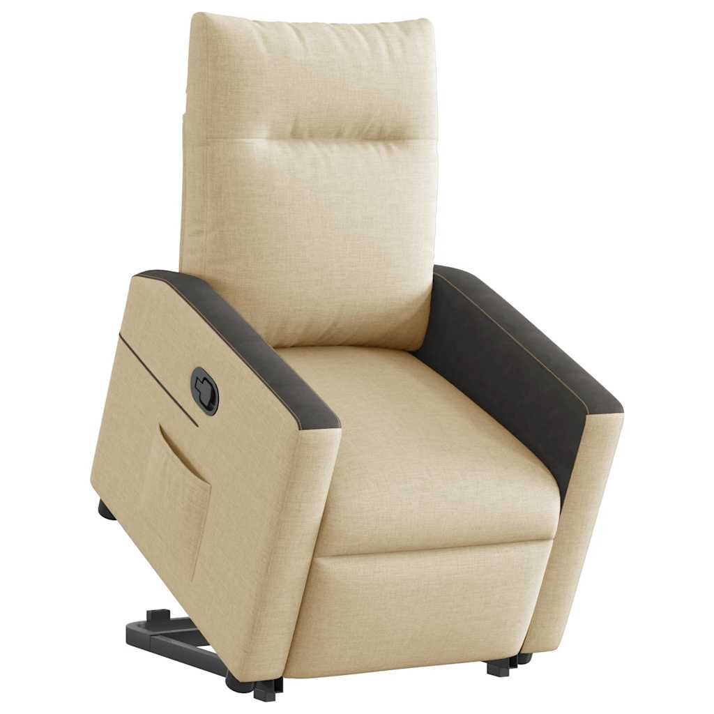Poltrona reclinável elevatória tecido cor creme
