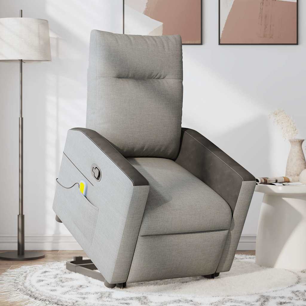 Poltrona elevatória de massagens tecido cinzento-nublado