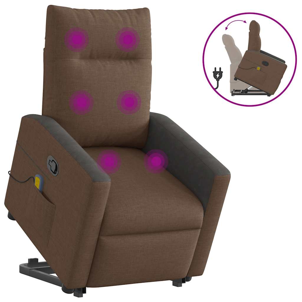 Poltrona reclinável massagens tecido castanho