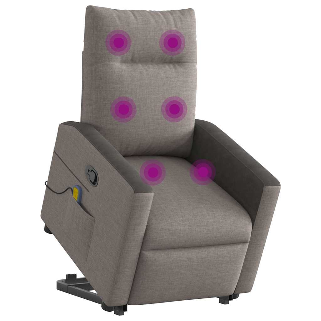 Poltrona elevatória de massagens tecido cinzento-acastanhado