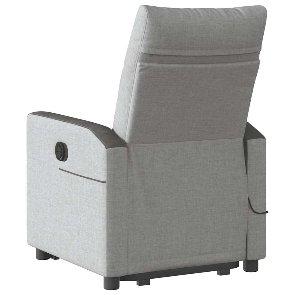 Poltrona elétrica elevatória massagens tecido cinzento-nublado