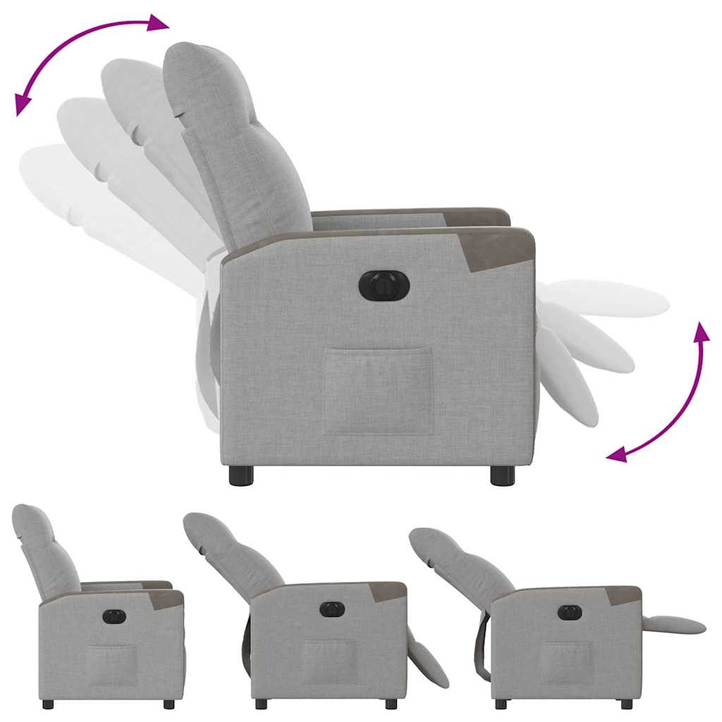 Poltrona reclinável elétrica tecido cinzento-nublado