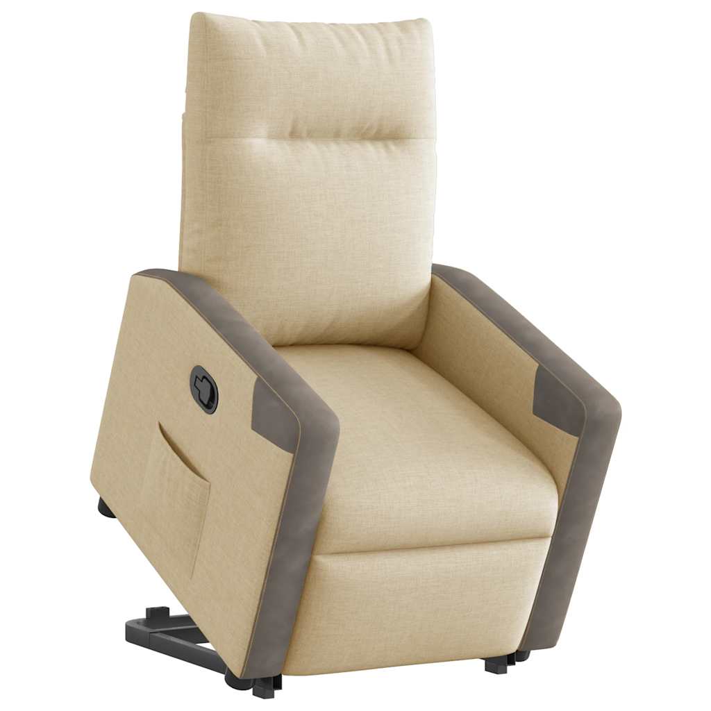 Poltrona reclinável elevatória tecido cor creme