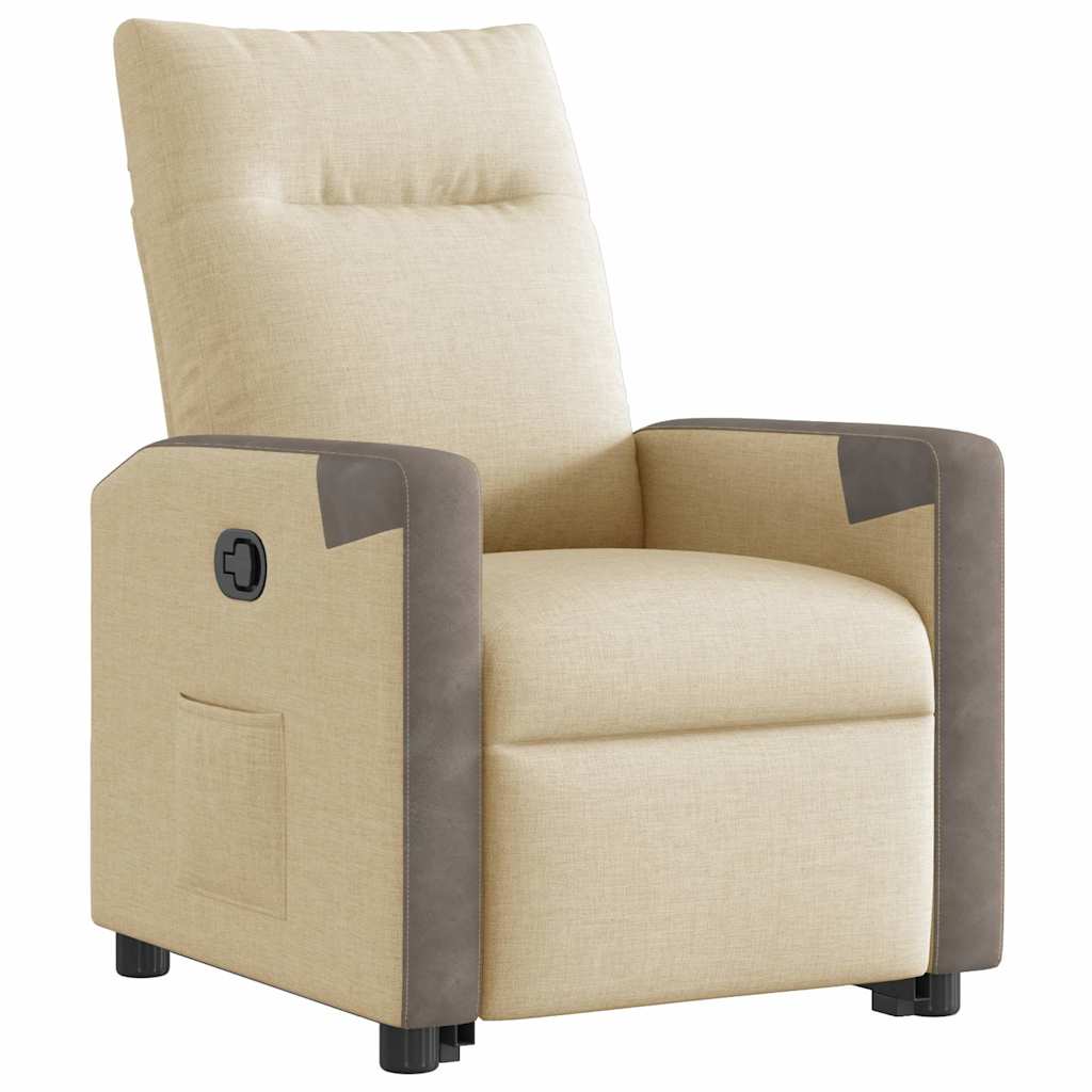 Poltrona reclinável elevatória tecido cor creme
