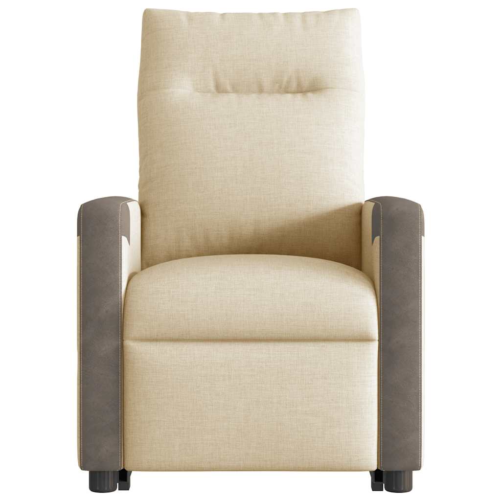 Poltrona reclinável elevatória tecido cor creme