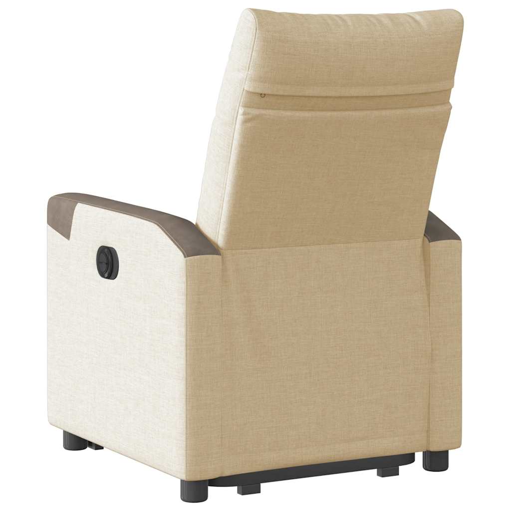 Poltrona reclinável elevatória tecido cor creme