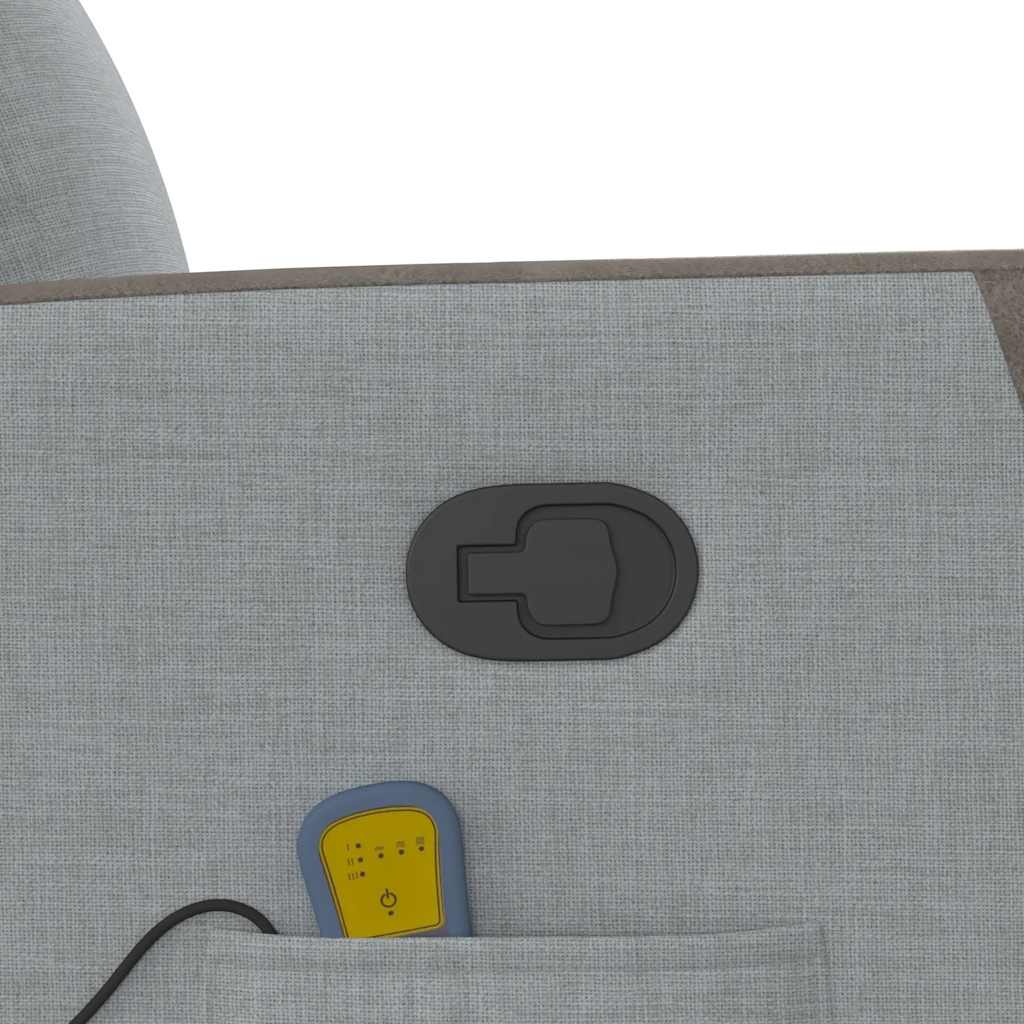 Poltrona reclinável massagens tecido cinzento-claro