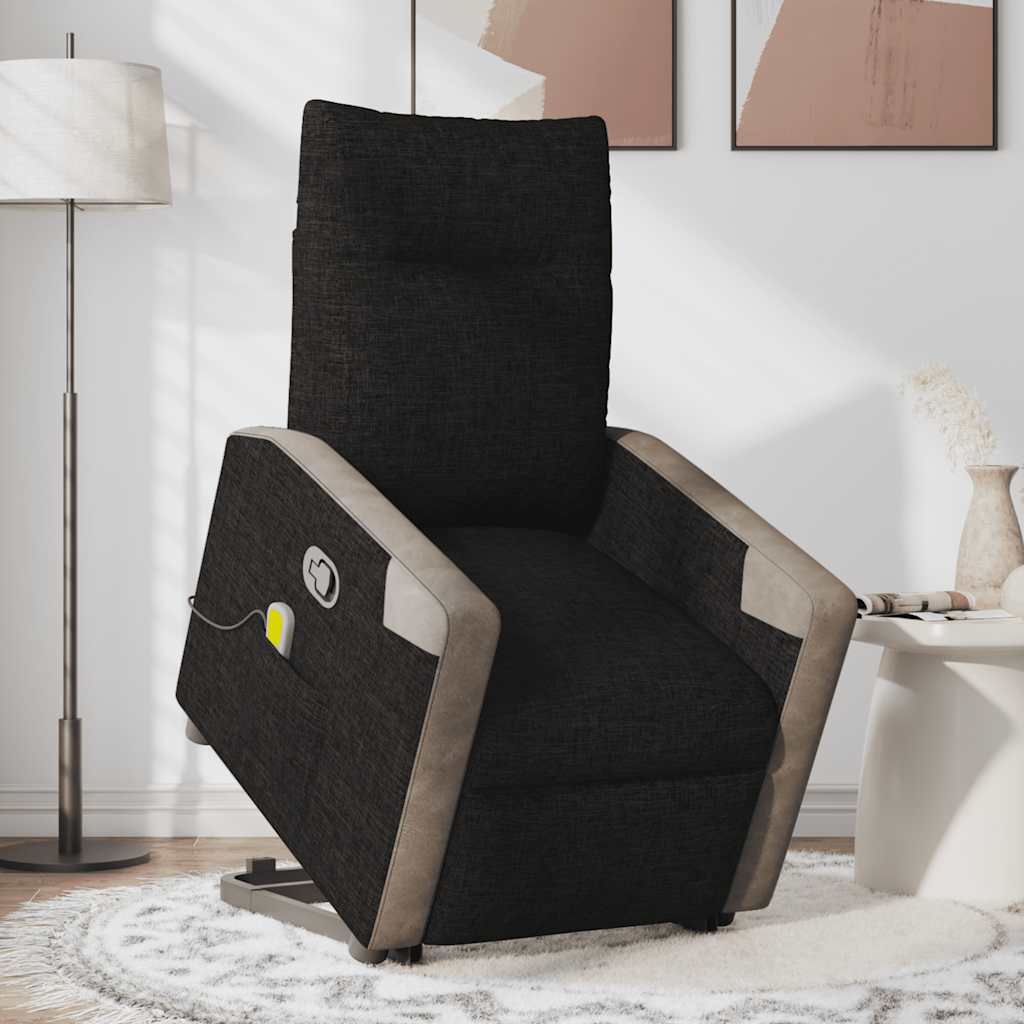 Poltrona de massagens reclinável elevatória tecido preto