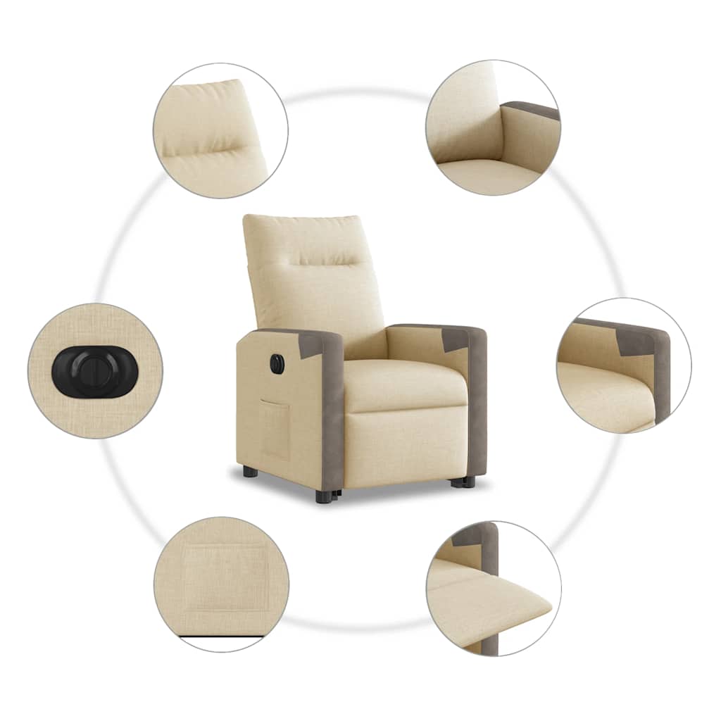 Poltrona reclinável elevatória elétrica tecido cor creme