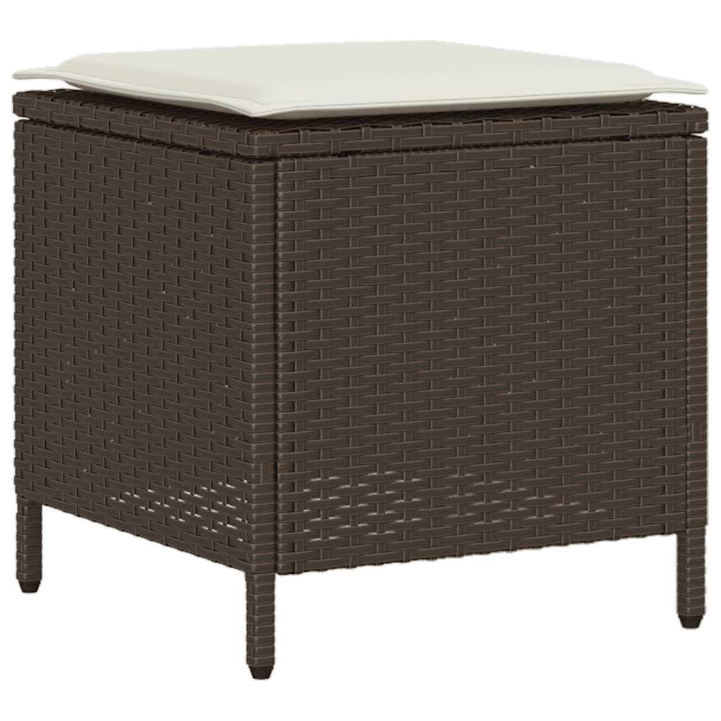 6 pcs conjunto de sofás jardim c/ almofadões vime PE castanho