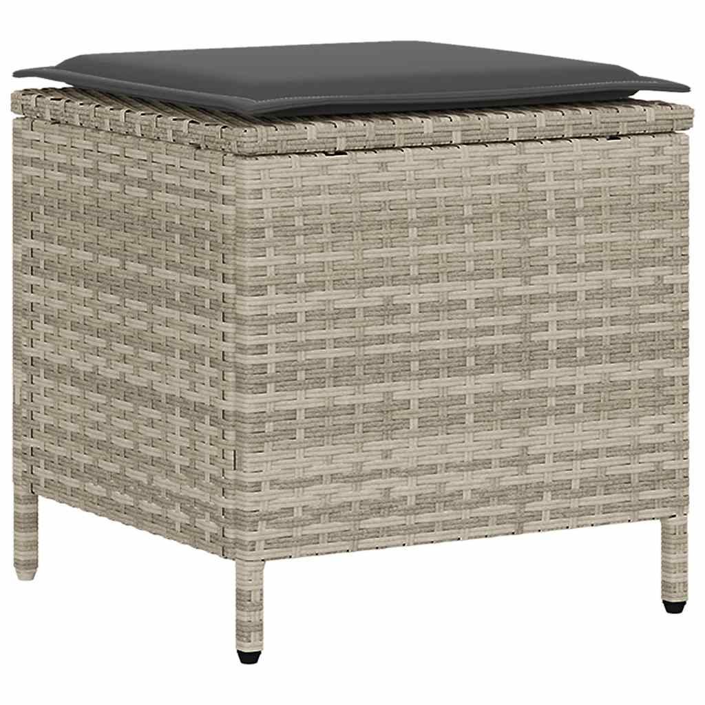 6 pcs conj. sofás jardim com almofadões vime PE cinzento-claro