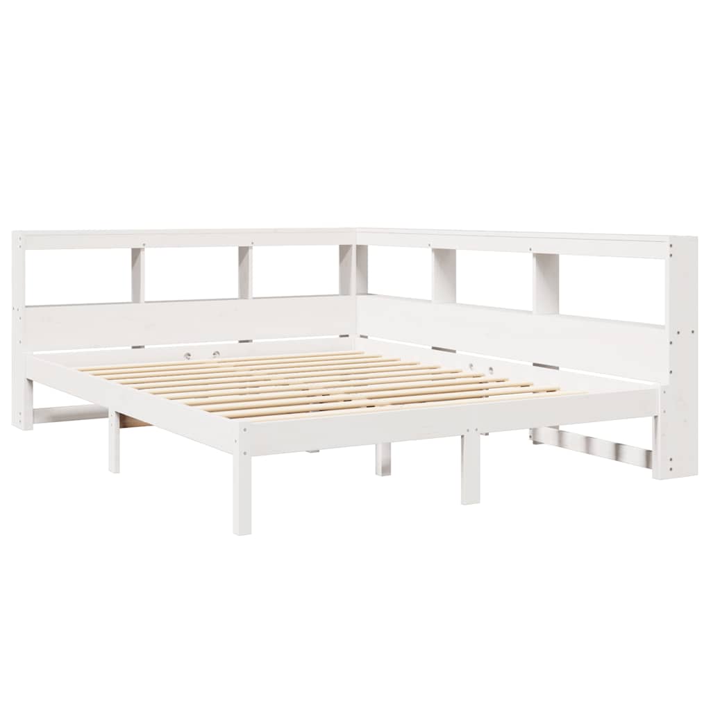 Cama com estante sem colchão 140x190 cm pinho maciço branco
