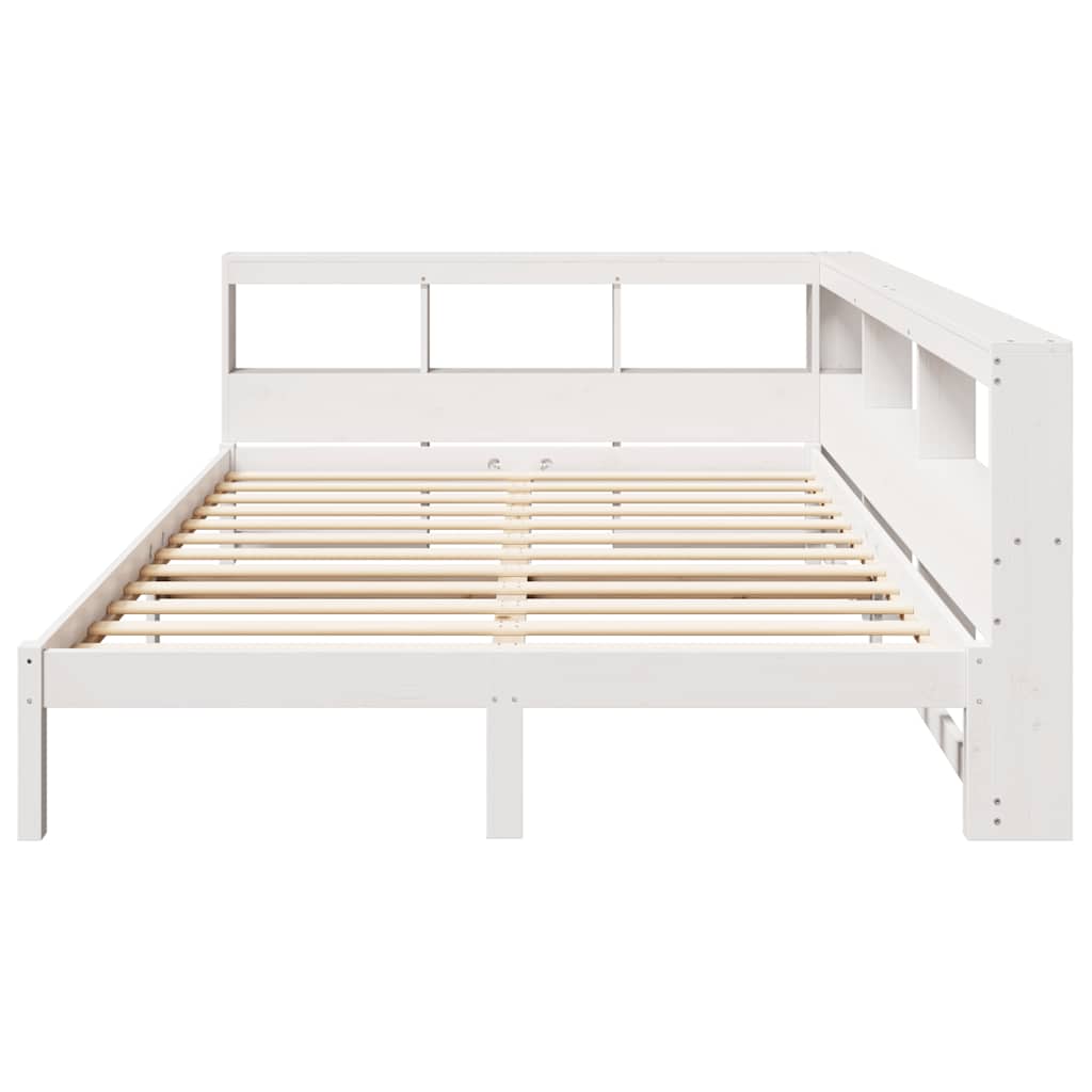 Cama com estante sem colchão 140x190 cm pinho maciço branco