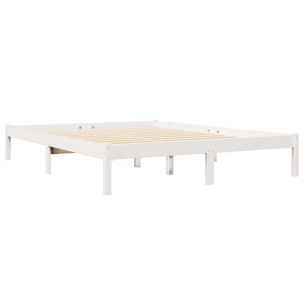 Cama com estante sem colchão 140x190 cm pinho maciço branco