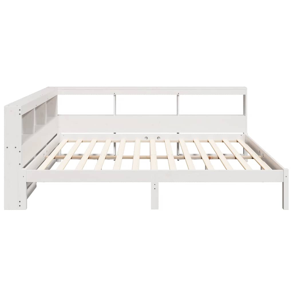Cama com estante sem colchão 140x190 cm pinho maciço branco