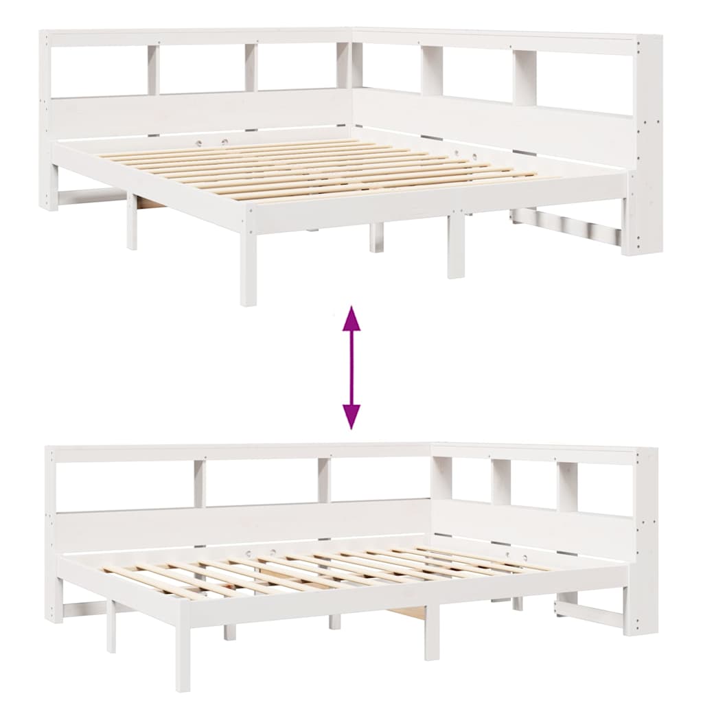 Cama com estante sem colchão 140x190 cm pinho maciço branco