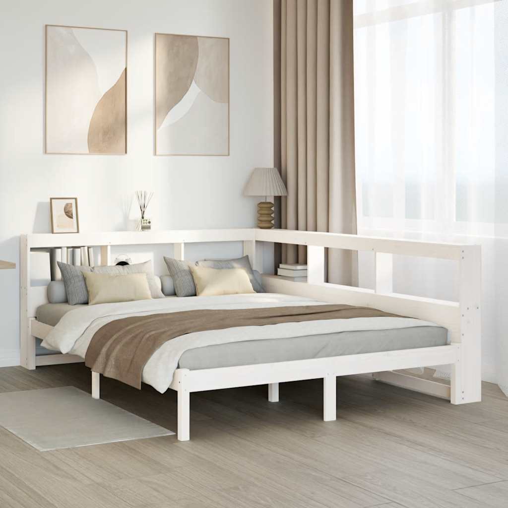 Cama com estante sem colchão 140x190 cm pinho maciço branco