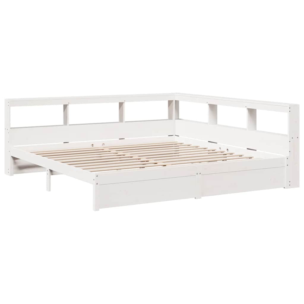 Cama com estante sem colchão 200x200 cm pinho maciço branco