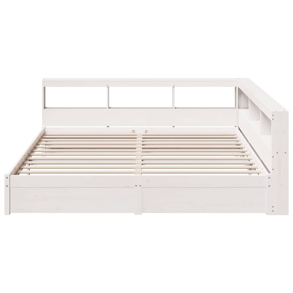 Cama com estante sem colchão 200x200 cm pinho maciço branco