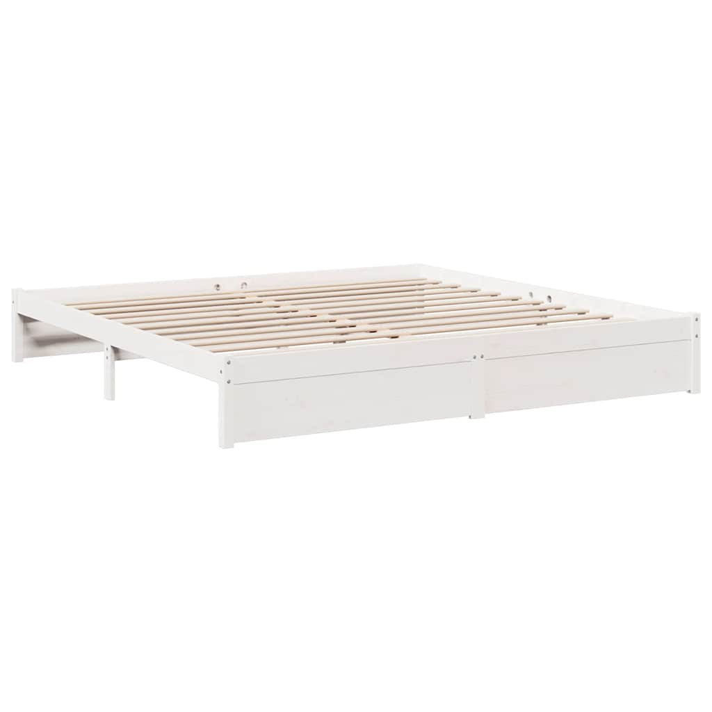Cama com estante sem colchão 200x200 cm pinho maciço branco