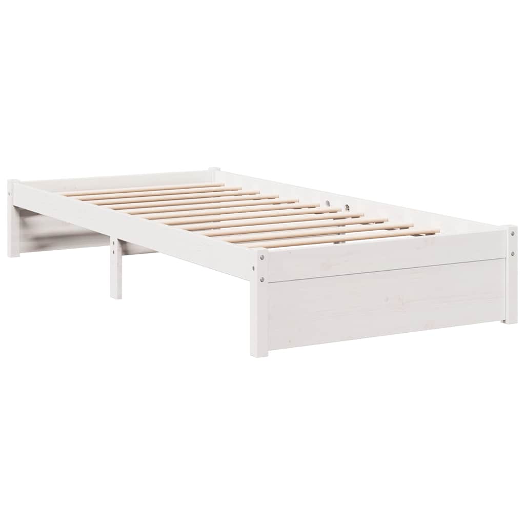 Cama com estante sem colchão 90x200 cm pinho maciço branco