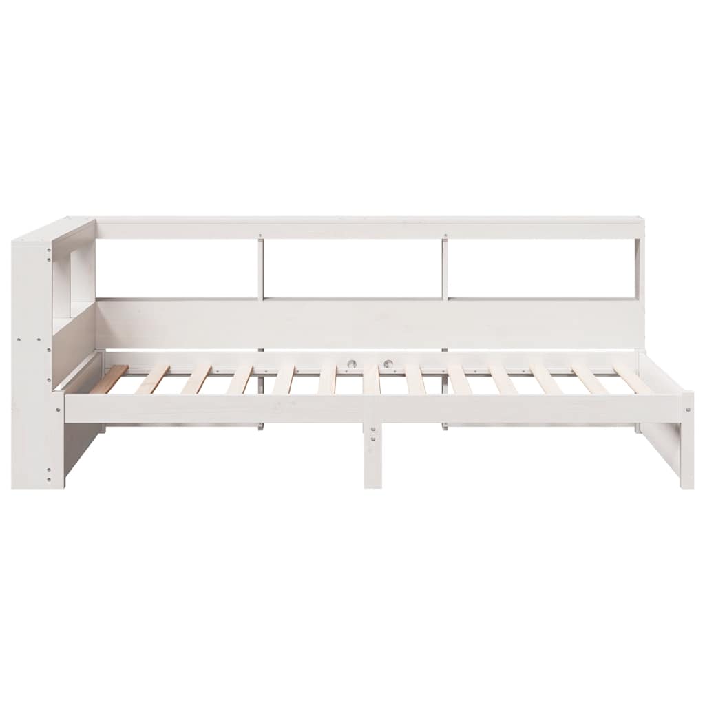 Cama com estante sem colchão 90x200 cm pinho maciço branco