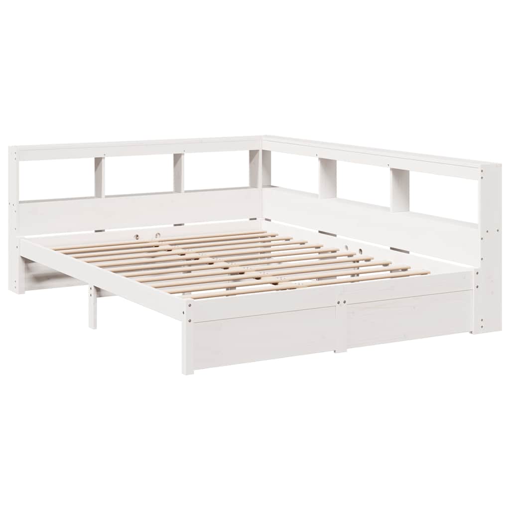 Cama com estante sem colchão 140x190 cm pinho maciço branco