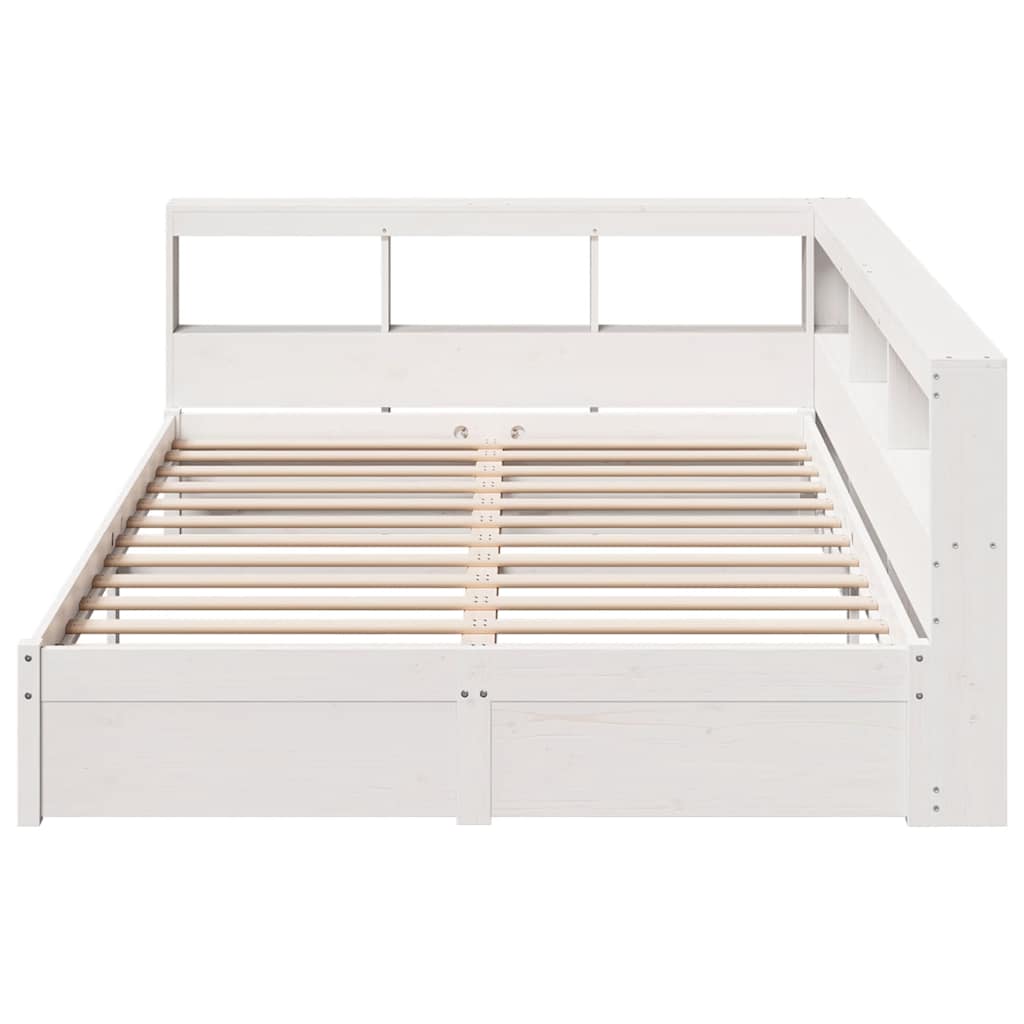 Cama com estante sem colchão 140x190 cm pinho maciço branco